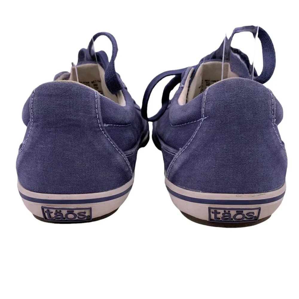 TAOS Washed Chambray Blue Canvas Low Top Sneakers Size 7